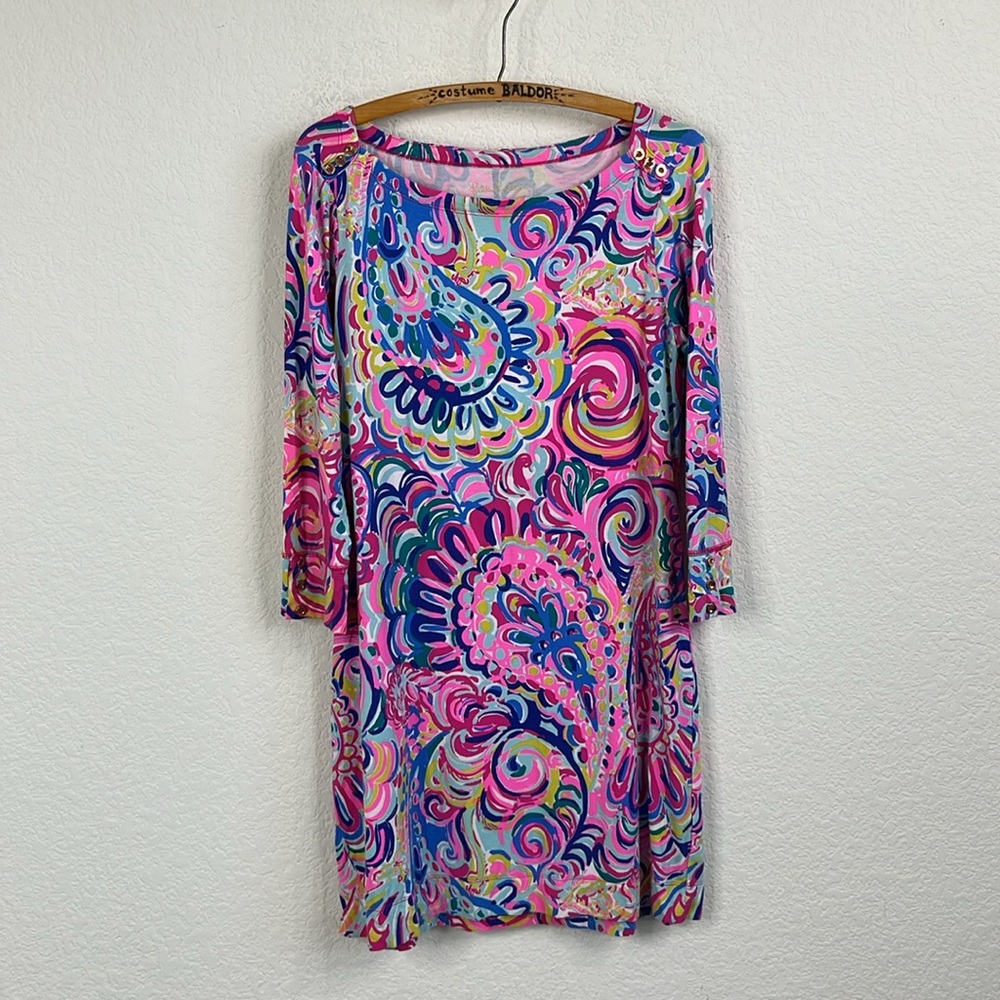 Lily Pulitzer UPF 50+ Sophie Dress Current Drop Me A LimeGold Button Boat Dress